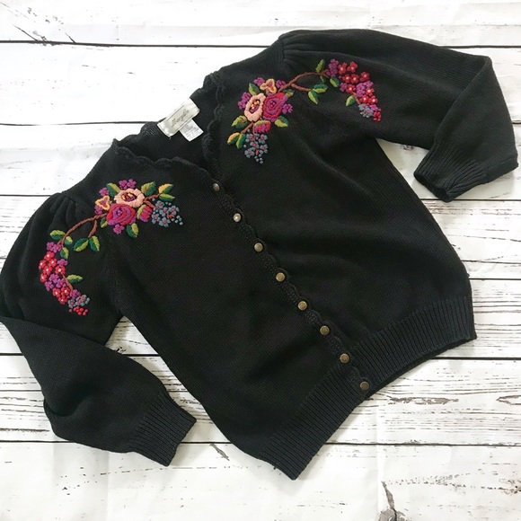 black embroidered cardigan